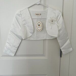 Girls ivory shrug jacket size 7/8